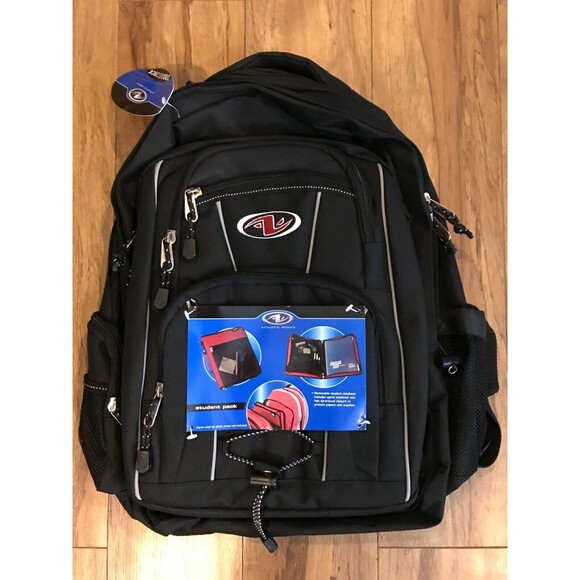 Athletic Works Backpack with notebook lots of storage Back to School Black - Picture 1 of 5